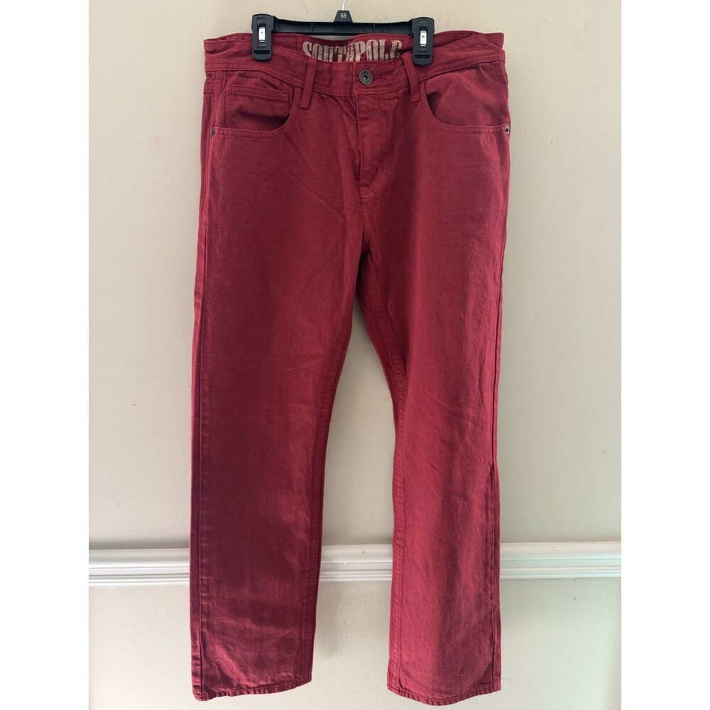 Vintage Y2K Southpole Jeans Mens 34x32 Red Medium Wash Straight Hip Hop RN 82628